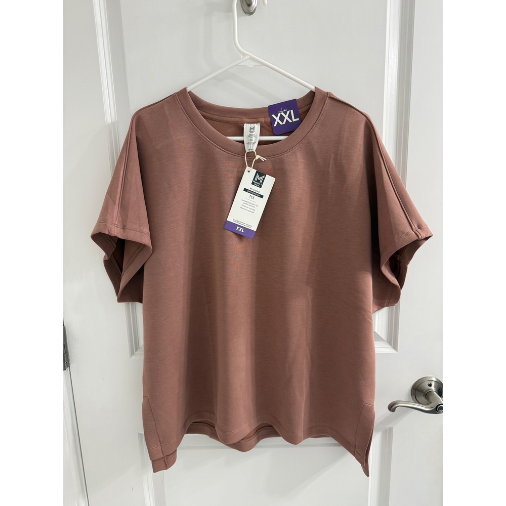 Members Mark Womens Sandwash Tee XXL Mauve Brown Short Sleeve Moisture Wicking